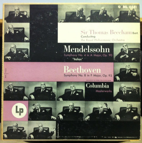 Mendelssohn*, Beethoven*, Sir Thomas Beecham Bart.* Conducting The Royal Philharmonic Orchestra* - Symphony No. 8 In F, Op. 93 / Symphony No. 4 In A, Op. 90 (Italian) (LP, BLU)