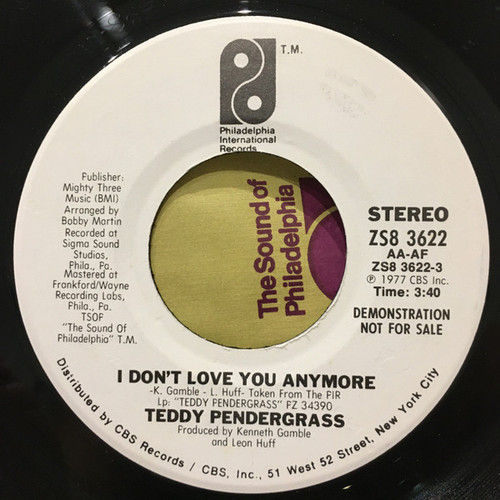 Teddy Pendergrass - I Don't Love You Anymore - Philadelphia International Records - ZS8 3622 - 7", Single, Promo 1761791089