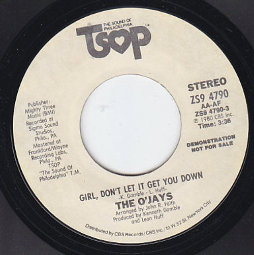 The O'Jays - Girl, Don't Let It Get You Down (7", Promo)