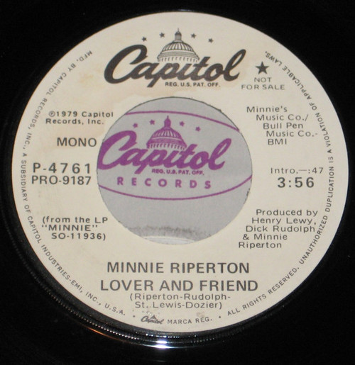 Minnie Riperton - Lover And Friend (7", Single, Mono, Promo)