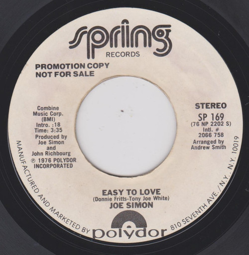 Joe Simon - Easy To Love - Spring Records - SP 169 - 7", Promo 1761924340