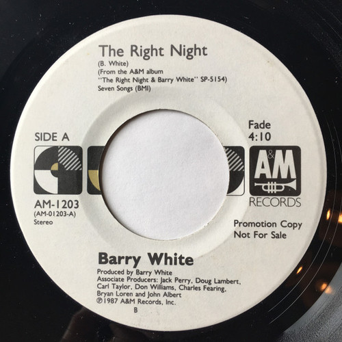 Barry White - The Right Night (7", Single, Promo)