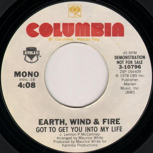 Earth, Wind & Fire - Got To Get You Into My Life - Columbia - 3-10796 - 7", Single, Mono, Promo 1761969112