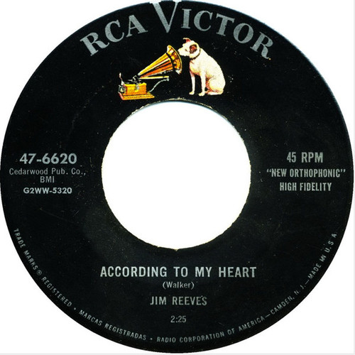 Jim Reeves / Jim Reeves & Carol Johnson - According To My Heart - RCA Victor - 47-6620 - 7", Single 1765468615