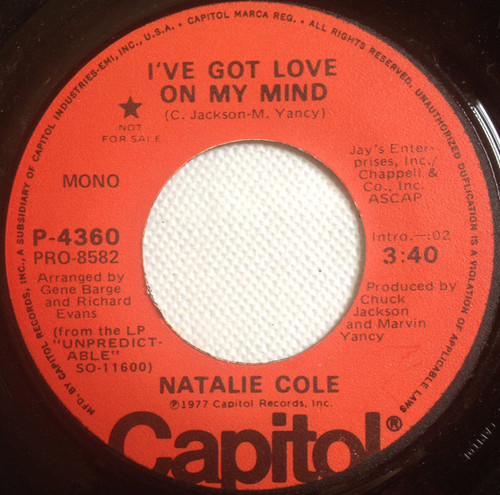 Natalie Cole - I've Got Love On My Mind - Capitol Records - P-4360 - 7", Promo 1765672399