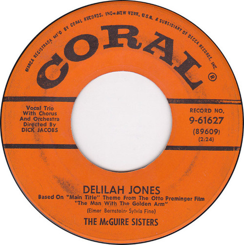 McGuire Sisters - Delilah Jones - Coral - 9-61627 - 7", Glo 1766399242