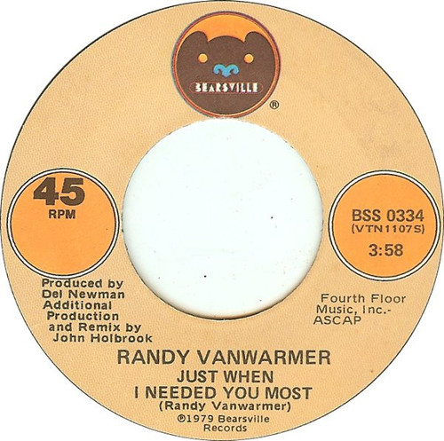 Randy Vanwarmer - Just When I Needed You Most / Your Light - Bearsville - BSS 0334 - 7", Single, Jac 1766415976