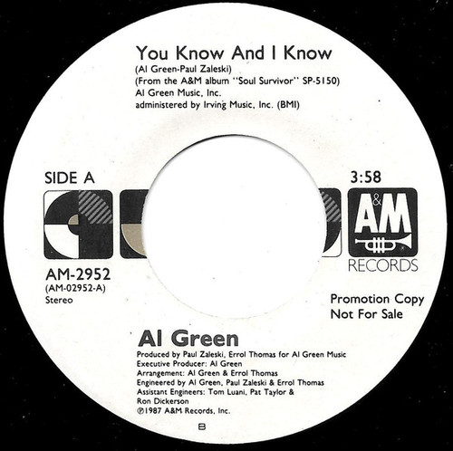 Al Green - You Know And I Know - A&M Records - AM-2952 - 7", Promo 1766846872