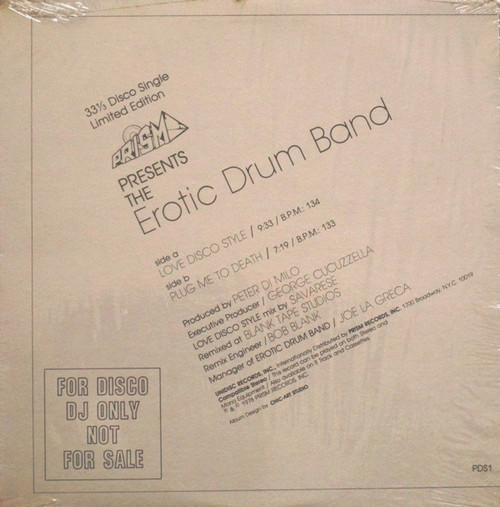 Erotic Drum Band - Love Disco Style / Plug Me To Death - Prism - PDS1 - 12", Single, Ltd, Promo, Red 1780266112