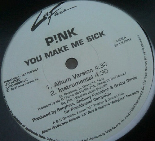 P!NK - You Make Me Sick - LaFace Records - LFPD-4520 - 12", Promo 1803714430
