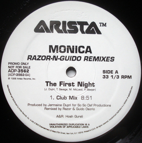 Monica - The First Night (Razor-N-Guido Remixes) - Arista - ADP-3562 - 12", Promo 1801084786