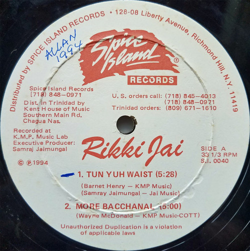 Rikki Jai - Tun Yuh Waist - Spice Island Records - S.I. 0040 - 12" 1780303594