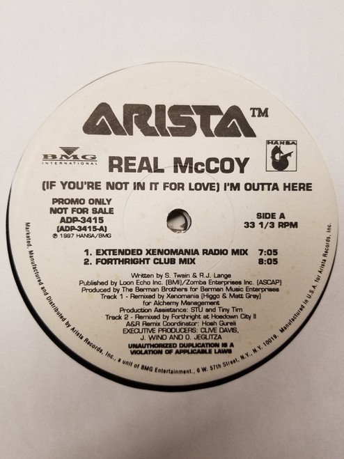 Real McCoy - (If You're Not In It For Love) I'm Outta Here - Arista - ADP-3415 - 12", Promo 1794835645