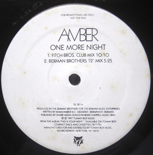Amber - One More Night - Tommy Boy - TB 787 - 12", Promo 1803802738