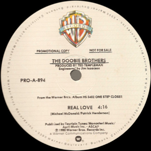 The Doobie Brothers - Real Love - Warner Bros. Records - PRO-A-894 - 12", S/Sided, Promo 1813578634