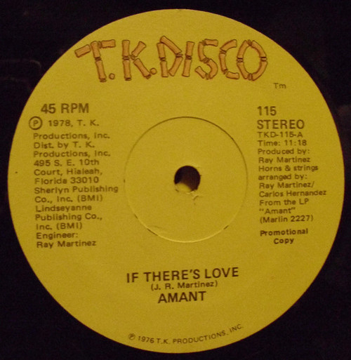 Amant - If There's Love / Hazy Shades Of Love - T.K. Disco - 115 - 12", Promo 1780261744