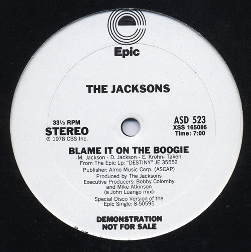 The Jacksons - Blame It On The Boogie - Epic - ASD 523 - 12", Promo 1780264591