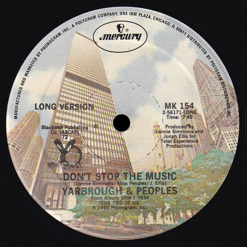 Yarbrough & Peoples - Don't Stop The Music - Mercury, Mercury - MK 154, MK-154 - 12", Promo 1813837837