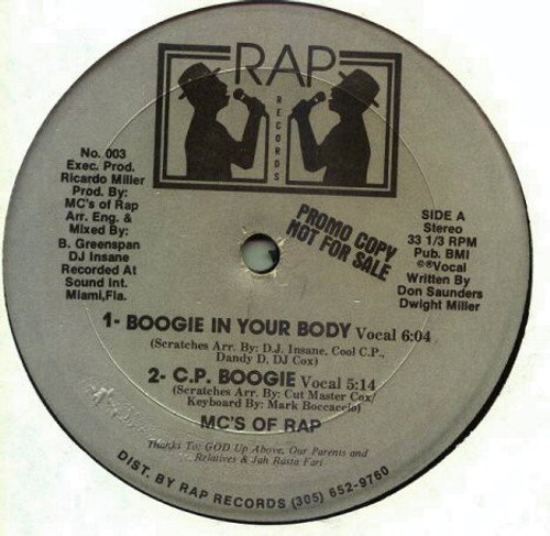 MC's Of Rap - Boogie In Your Body (12", Promo)
