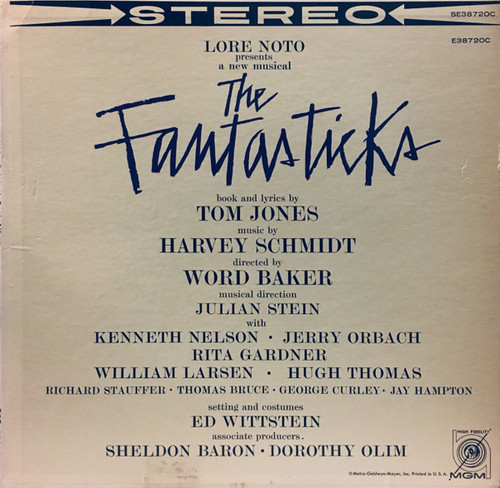 Various - The Fantasticks - Original Cast Album - MGM Records, MGM Records - SE 3872 OC, E3872OC - LP, Album 1840525186
