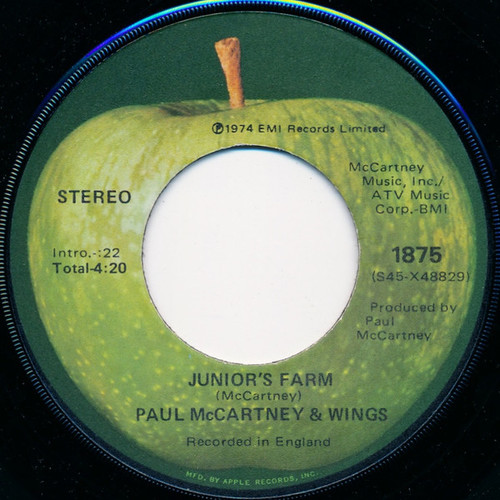 Wings (2) - Junior's Farm / Sally G - Apple Records - 1875 - 7", Single, Win 1919725688