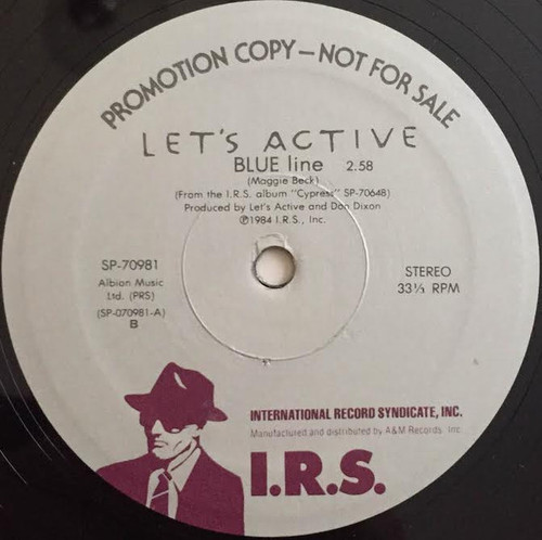 Let's Active - Blue Line - I.R.S. Records - SP 70981 - 12", Promo 1911642116