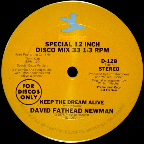 David "Fathead" Newman - Keep The Dream Alive / Clouds - Prestige - D-128 - 12", Promo 1972109366