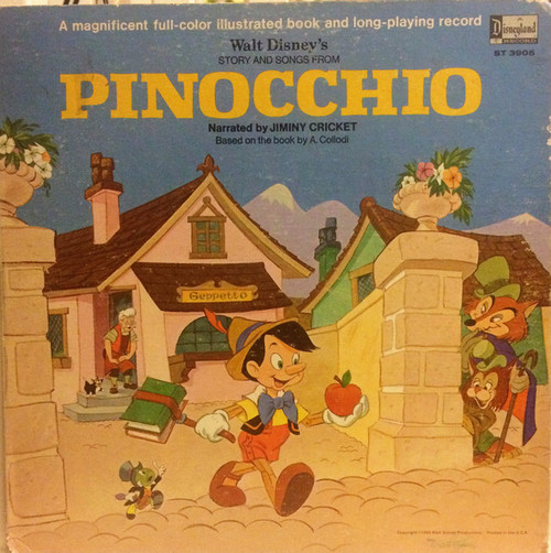 Jiminy Cricket - Walt Disney's Story And Songs From Pinocchio (LP, Pur)