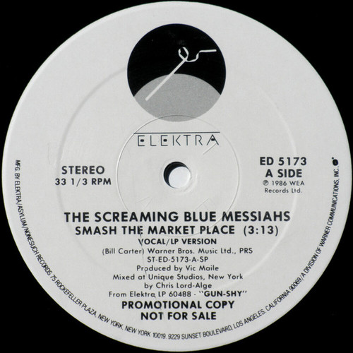 The Screaming Blue Messiahs - Smash The Market Place (12", Promo)