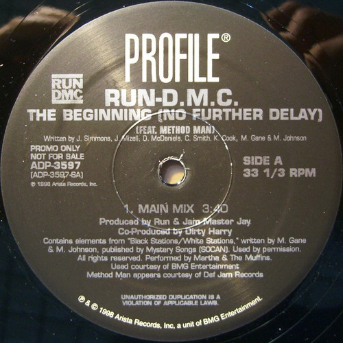 Run-D.M.C.* Feat. Method Man - The Beginning (No Further Delay) (12", Promo)