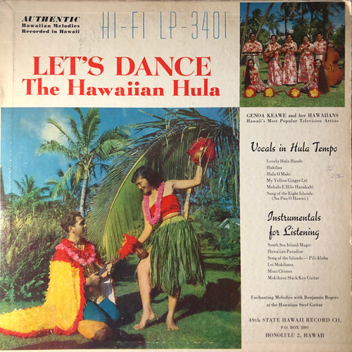 Genoa Keawe And Her Hawaiians - Let's Dance The Hawaiian Hula (LP, Album, Red)