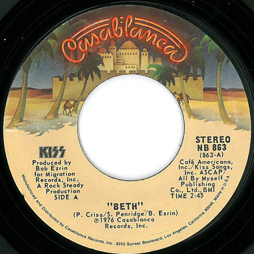 Kiss - Beth / Detroit Rock City (7", Single, Styrene, 2nd)