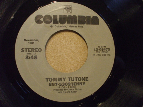 Tommy Tutone - 867-5309/Jenny / Not Say Goodbye (7")