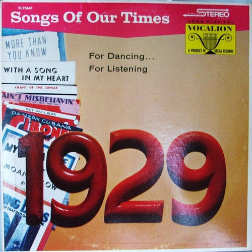 Marlene Fingerle And Arthur Schutt - Songs Of Our Times - Song Hits Of 1929 - Vocalion (2), MCA Coral - VL 73641 - LP, Album, RE 2195204804