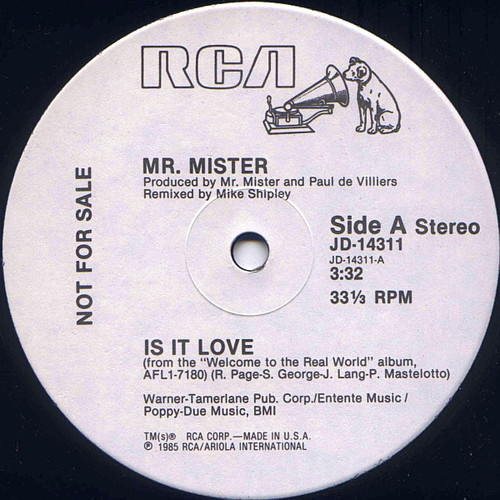 Mr. Mister - Is It Love B/W Kyrie (Live) - RCA - JD-14311 - 12", Promo 2218197232