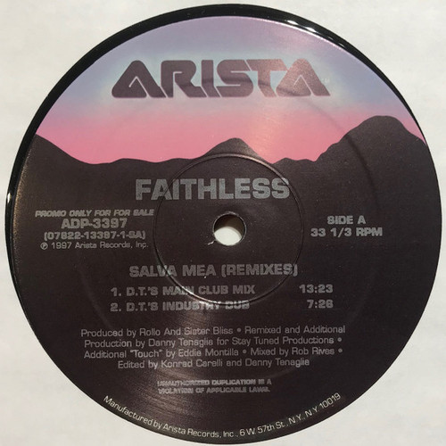 Faithless - Salva Mea (Remixes) - Arista, Arista - ADP-3397, 07822-13397-1 - 2x12", Promo 2148767189