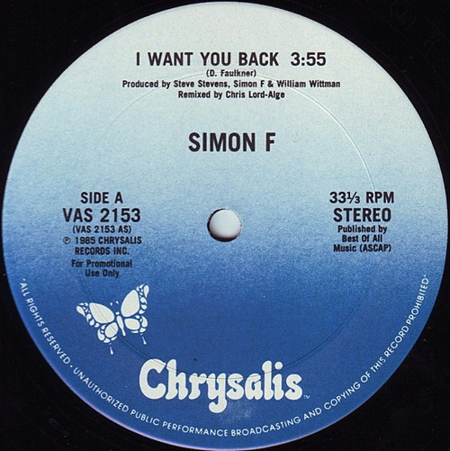 Simon F* - I Want You Back (12", Promo)