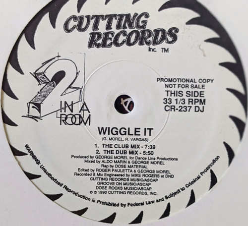 2 In A Room - Wiggle It (12", Promo)