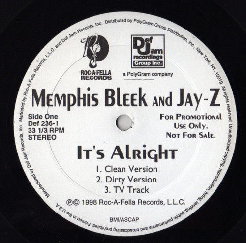 Memphis Bleek And Jay-Z / Diamonds In Da Rough - It's Alright / The Doe - Roc-A-Fella Records, Def Jam Recordings - DEF 236-1 - 12", Single, Promo 2188721144