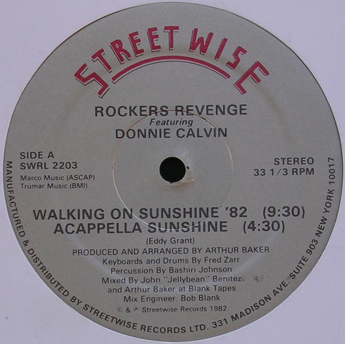 Rockers Revenge Featuring Donnie Calvin - Walking On Sunshine ‘82 (12")