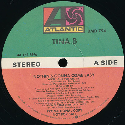 Tina B - Nothin's Gonna Come Easy (12", Maxi, Promo, SP )