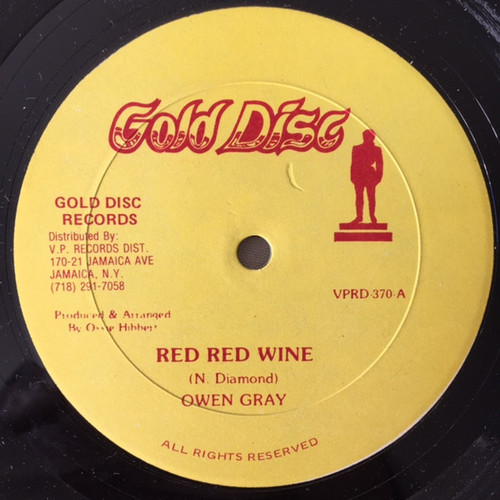 Owen Gray - Red Red Wine - Gold Disc - VPRD-370 - 12", Single 2237107387