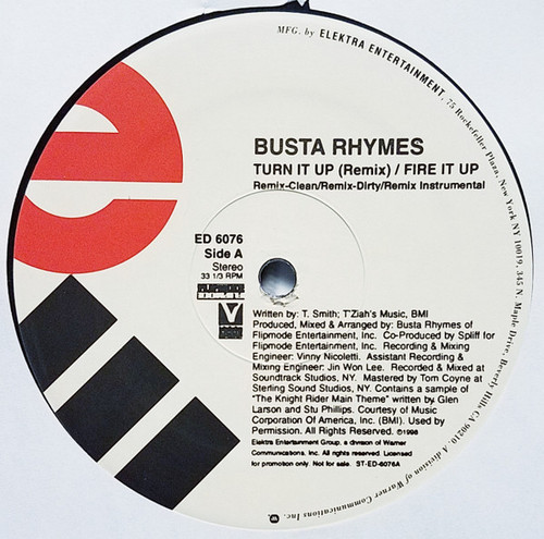 Busta Rhymes - Turn It Up (Remix) / Fire It Up - Elektra - ED 6076 - 12", Promo 2244102502