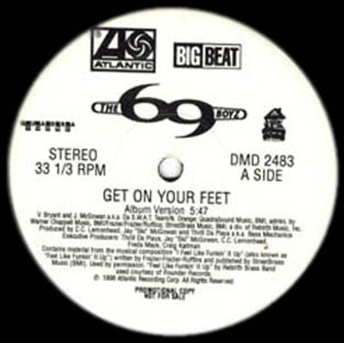 69 Boyz - Get On Your Feet - Atlantic, Big Beat, QuadraSound, Home Bass Entertainment - DMD 2483 - 12", Promo 2278588180