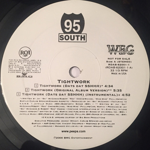 95 South - Tightwork - RCA - RDAB-62001-1 - 12", Promo, Cle 2390270851
