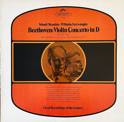 Ludwig van Beethoven : Yehudi Menuhin ‚Ä¢ Wilhelm Furtw√§ngler, Philharmonia Orchestra - Violin Concerto In D - Romance No. 1 In G, Op. 40 - Seraphim - 60135 - LP, Mono 2355196654