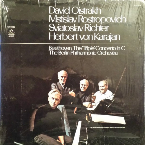 David Oistrach, Mstislav Rostropovich, Sviatoslav Richter, Herbert von Karajan, Berliner Philharmoniker - Ludwig van Beethoven - The "Triple" Concerto In C - Angel Records - R-114010 - LP, Album, RE 2376216880