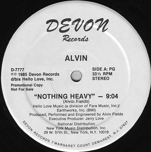 Alvin Fields - Nothing Heavy - Devon Records (USA) - D-7777 - 12", Promo 2278602199