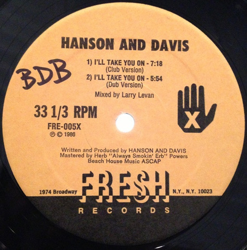 Hanson & Davis - I'll Take You On / Hungry For Your Love / Hold On To Yesterday - Fresh Records, Fresh Records, Fresh Records - FRE-5Y, FRE-005X, FRE-5EP - 12", EP, M/Print 2271515083