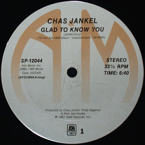 Chas Jankel - Glad To Know You (12")